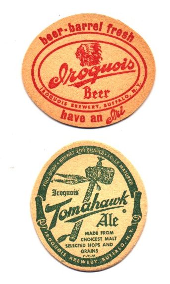Double Sided IROQUOIS BEER TOMAHAWK ALE COASTERS NEW OLD STOCK 1965 8 