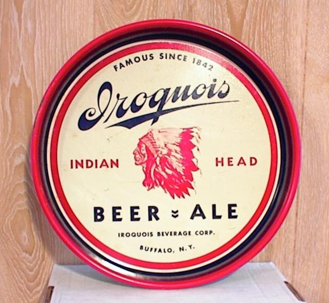 IROQUOIS BEER & ALE 11.75" ROUND METAL SIGN